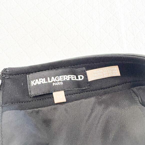 Karl Lagerfeld Paris Leather Panel Zippered Front Pencil Skirt Size 10 - Picture 3 of 5